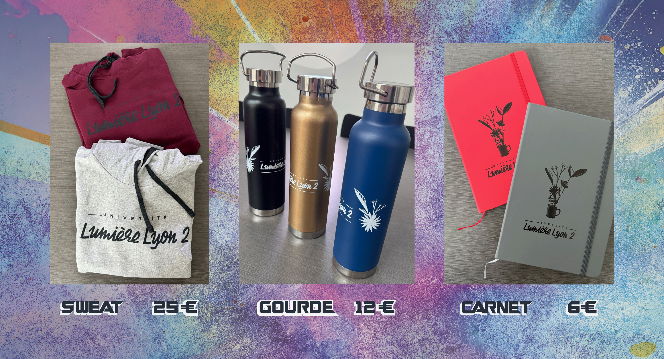 Produits en vente de la boutique éphémère 2025