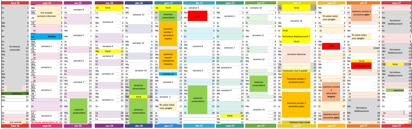calendrier 26 27