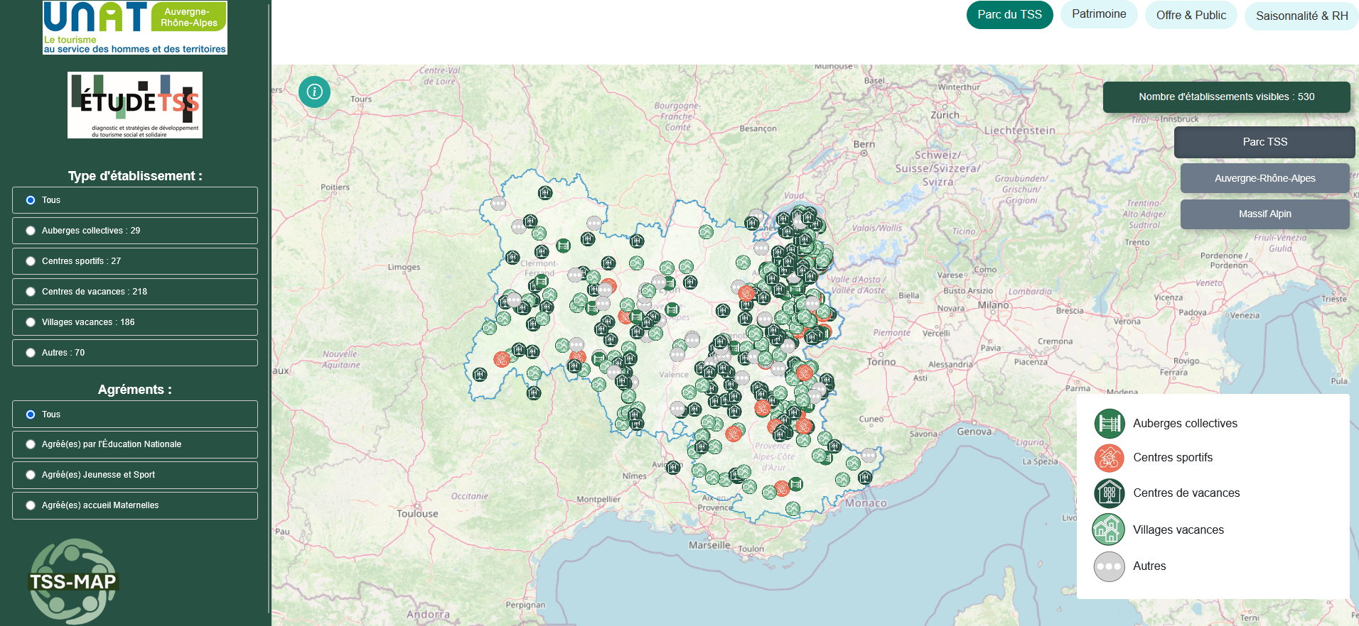 Capture d'écran de la TSS Map - Masters GéoNum et Sentinelles