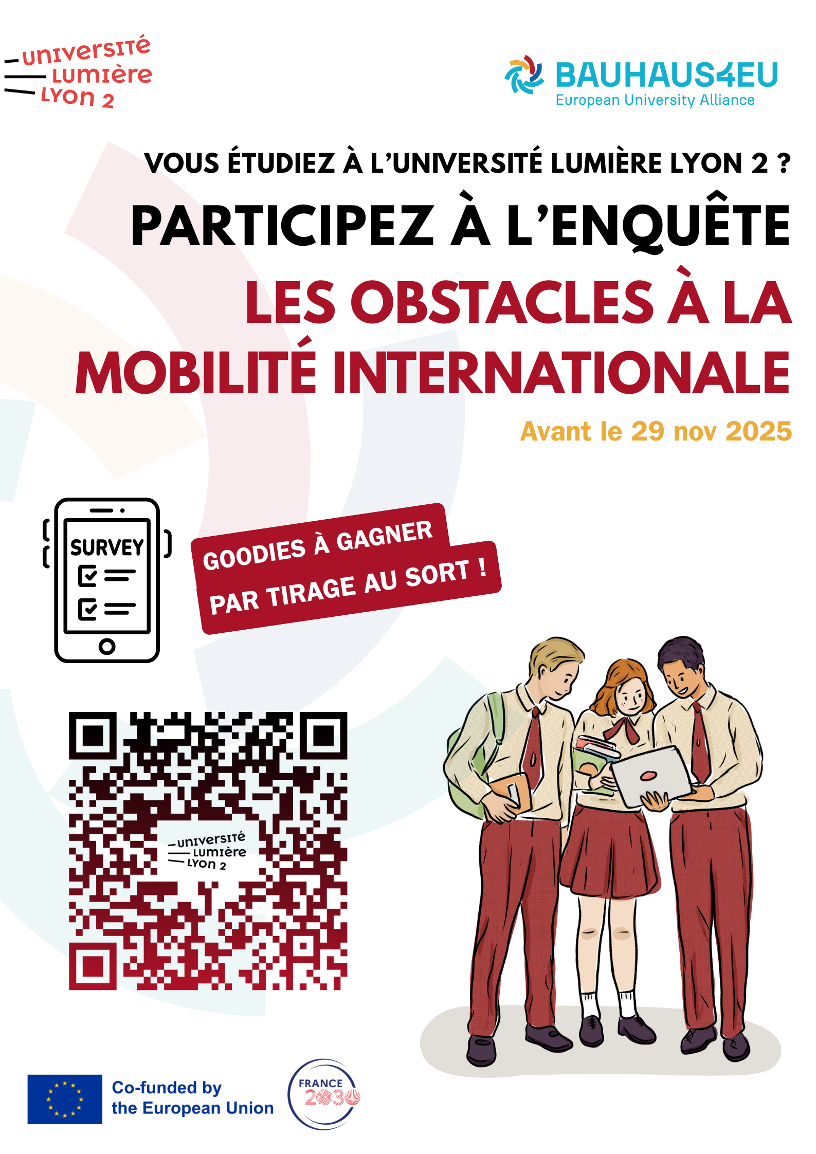 Affiche enquête Bauhaus4EU mobilité étudiante