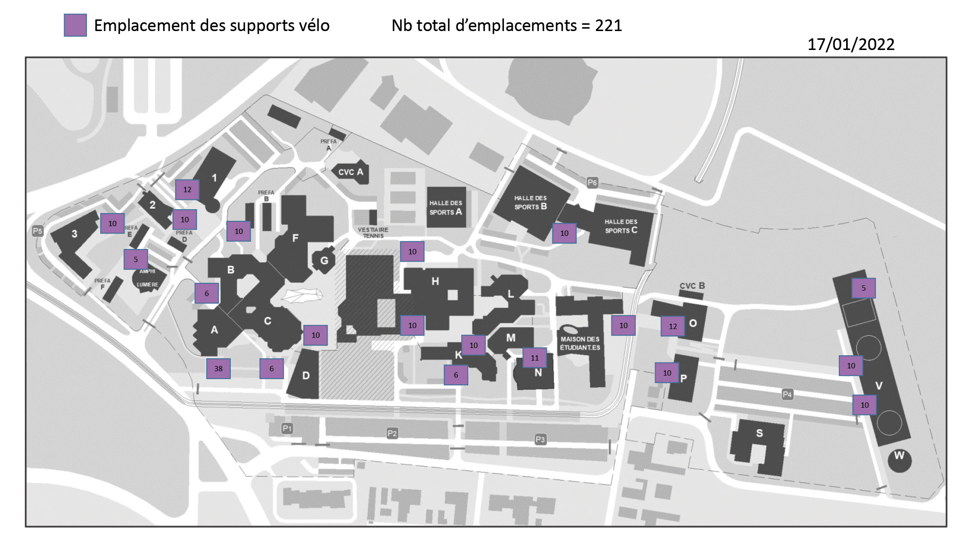 Emplacements vélo PdA - janvier 2022