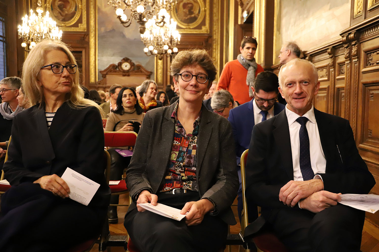 Nathalie Dompnier entre Isabelle Delpla, VP Rrecherche de l'Université Jean Moulin Lyon 3 et Michel Deneken, Pdt de l'Université de Strasbourg