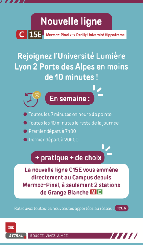 Venir au campus Porte des Alpes en TCL - nouvelle ligne