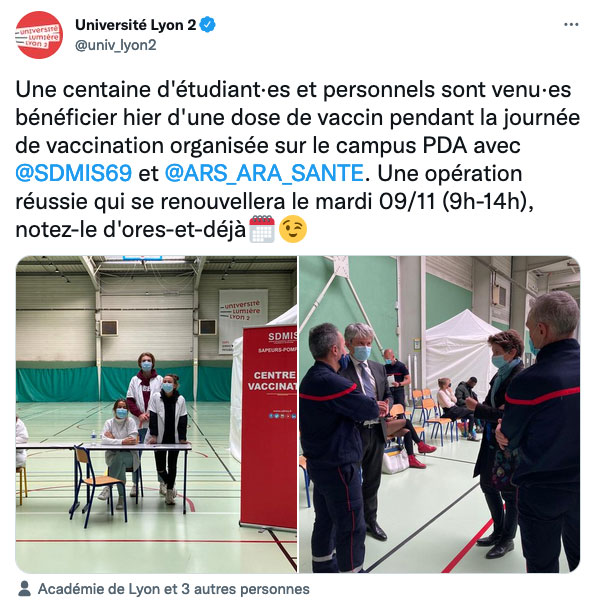 Tweet vaccination octobre 2021